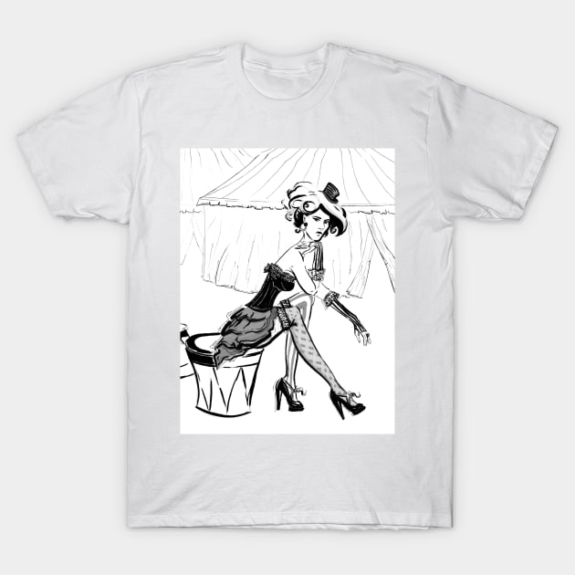 Fashion Circus Girl Portrait T-Shirt by IrenesGoodies